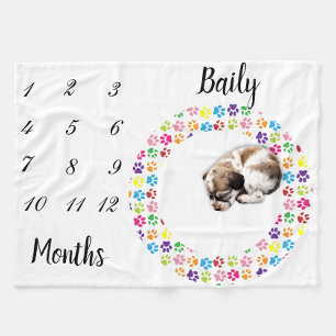 Nieuwe Pet Dog Cat Milestone Blanket Photo Backdro Fleece Deken