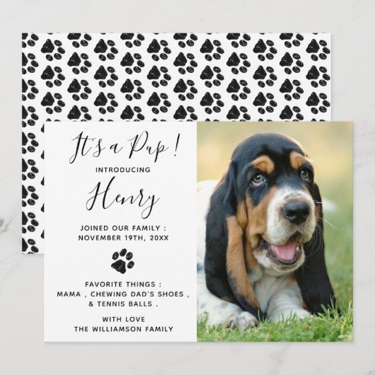 Nieuwe Pet Dog Puppy kondiging Kaart (Voorkant / Achterkant)