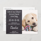 Nieuwe Pet Nieuwe Aangepaste Aangepaste Foto Dog Aankondigingskaart (Voorkant / Achterkant)