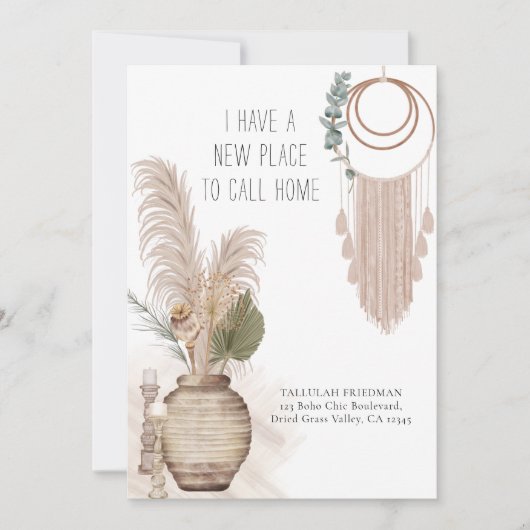 Nieuwe Plaats om Huis Boho Chic Rustic te roepen B Aankondiging (Voorkant)