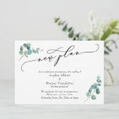 Nieuwe Plan Eucalyptus Uitgestelde Trouwdatum Aank Kaart (Staand voorkant)