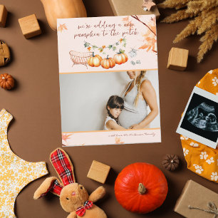 Nieuwe pompoen   Herfst foto zwangerschap aankondi