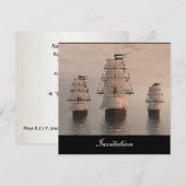 Nieuwe populaire uitnodiging drie zeilschepen (Voorkant / Achterkant)