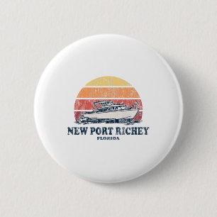 Nieuwe Port Richey FL varen 70s Retro Boat Ronde Button 5,7 Cm