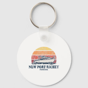 Nieuwe Port Richey FL varen 70s Retro Boat Sleutelhanger