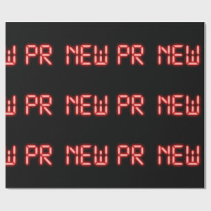 Nieuwe PR hardloopmijlpaal rode neon digitaal effe Cadeaupapier