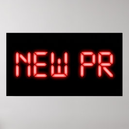 Nieuwe PR hardloopmijlpaal rode neon digitaal effe Poster
