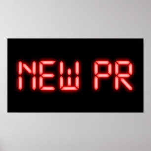 Nieuwe PR hardloopmijlpaal rode neon digitaal effe Poster