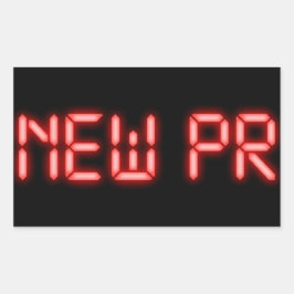 Nieuwe PR hardloopmijlpaal rode neon digitaal effe Rechthoekige Sticker