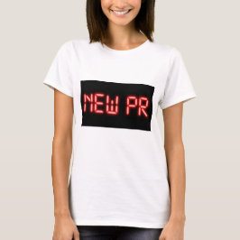 Nieuwe PR hardloopmijlpaal rode neon digitaal effe T-shirt