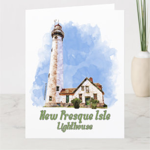 Nieuwe Presque Isle Lighthouse Waterverf - Michiga Bedankkaart