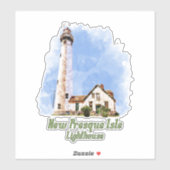 Nieuwe Presque Isle Lighthouse Waterverf - Michiga Sticker (Vel)