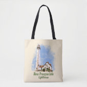 Nieuwe Presque Isle Lighthouse Waterverf - Michiga Tote Bag (Voorkant)