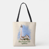Nieuwe Presque Isle Lighthouse Waterverf - Michiga Tote Bag (Achterkant)