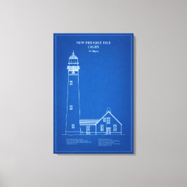 Nieuwe Presque Isle-vuurtoren - Michigan - AD Canvas Afdruk