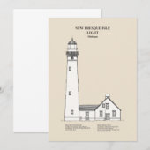 Nieuwe Presque Isle Vuurtoren - Michigan - SBD Bedankkaart (Voorkant / Achterkant)