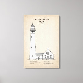 Nieuwe Presque Isle-vuurtoren - Michigan - SBD Canvas Afdruk