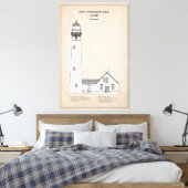 Nieuwe Presque Isle Vuurtoren - Michigan - SBD Canvas Afdruk (Insitu (Slaapkamer))