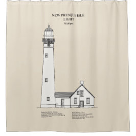 Nieuwe Presque Isle Vuurtoren - Michigan - SBD Douchegordijn