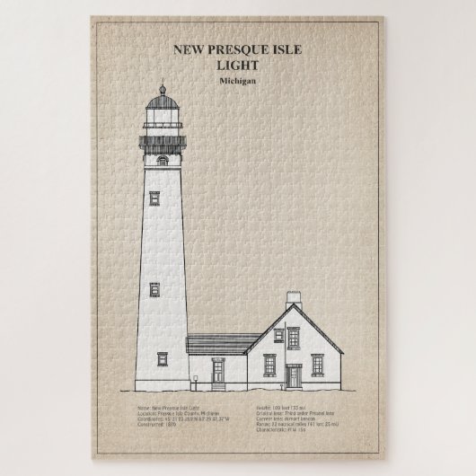 Nieuwe Presque Isle Vuurtoren - Michigan - SBD Legpuzzel (Verticaal)