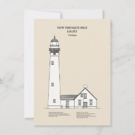 Nieuwe Presque Isle Vuurtoren - Michigan - SBD Notitiekaartje
