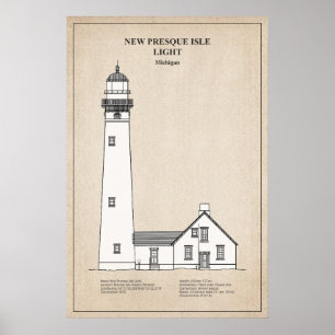 Nieuwe Presque Isle-vuurtoren - Michigan - SBD Poster