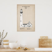 Nieuwe Presque Isle-vuurtoren - Michigan - SBD Poster (Keuken)