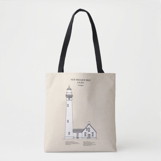 Nieuwe Presque Isle Vuurtoren - Michigan - SBD Tote Bag (Voorkant)