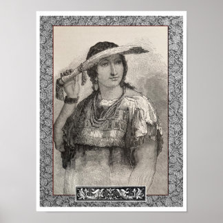 NIEUWE PRINT C 1800S INHEEMSE AMERIKAANSE VROUW