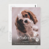 Nieuwe puppy aankondiging, adoptie volwassen hond briefkaart (Voorkant / Achterkant)