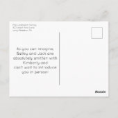 Nieuwe puppy aankondiging, adoptie volwassen hond briefkaart (Achterkant)