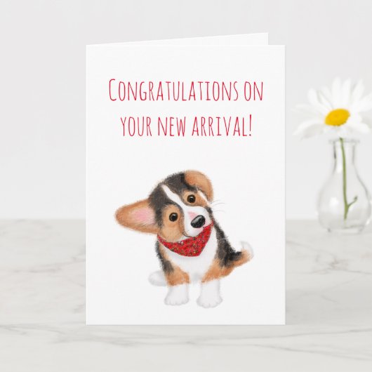 Nieuwe puppy-felicitaties kaart (Kleine Plant)