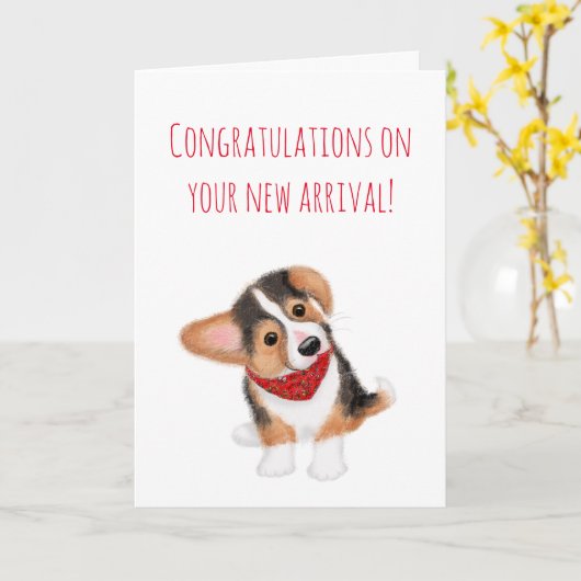 Nieuwe puppy felicitaties voor een paar kaart (Gele Bloem)