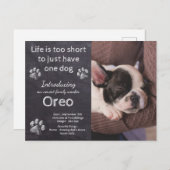 Nieuwe puppy - Introductie van Puppy Dog Chalkboar Aankondigingskaart (Voorkant / Achterkant)