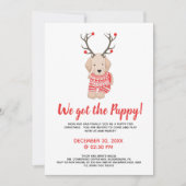 Nieuwe Puppy Kerst Kinderfeestje Speelafspraak Kaart (Voorkant)