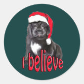 Nieuwe puppy kerst ronde sticker (Voorkant)
