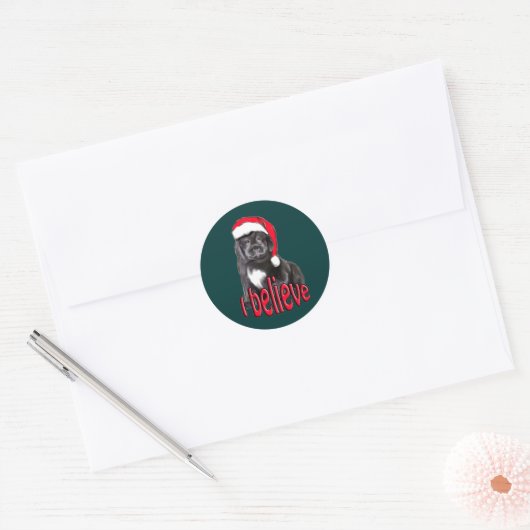 Nieuwe puppy kerst ronde sticker (Envelop)