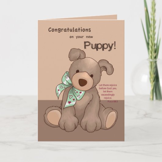 Nieuwe Puppy Religieuze Gefeliciteerd, Hond met Gr Kaart (Voorkant)