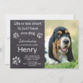 Nieuwe puppy - Rustic Pet Dog Photo Chalkboard Pup Aankondiging (Voorkant)