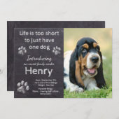 Nieuwe puppy - Rustic Pet Dog Photo Chalkboard Pup Aankondiging (Voorkant / Achterkant)