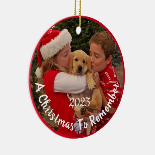 Nieuwe Puppy voor Kerstmis -  Keramisch Ornament (Rechts)