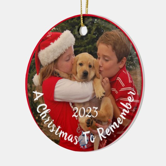 Nieuwe Puppy voor Kerstmis - Keramisch Ornament (Links)