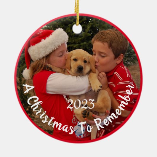 Nieuwe Puppy voor Kerstmis - Keramisch Ornament (Achterkant)
