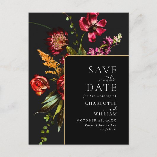 Nieuwe QR-code voor trouwkaart met bloemen Briefkaart (Voorkant)