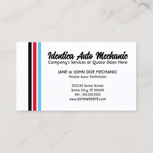 NIEUWE retro monteur Visitekaartje (Achterkant)