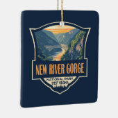 Nieuwe River Gorge National Park Illustratie Retro Keramisch Ornament (Rechts)