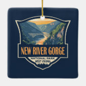 Nieuwe River Gorge National Park Illustratie Retro Keramisch Ornament (Achterkant)