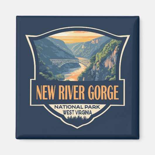 Nieuwe River Gorge National Park Illustratie Retro Magneet (Voorkant)