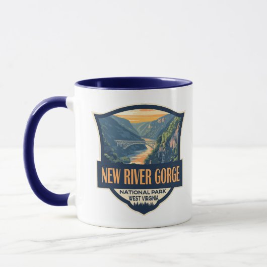 Nieuwe River Gorge National Park Illustratie Retro Mok (Links)