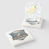 Nieuwe River Gorge National Park Illustratie Retro Stenen Onderzetter (Zijkant)